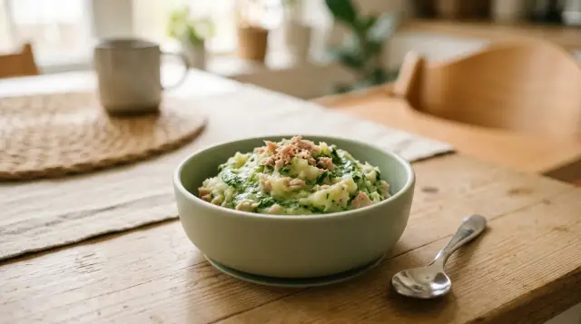 Mashed Potato and Tuna with Spinach Sauce - 1–5 years