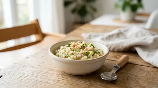 Salmon and Broccoli Steamed Rice
