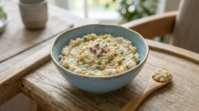 Steamed Rice with Fish, Egg and Vegetables - 9–10 months
